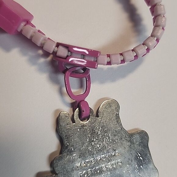 Best Friends Zipper Friendship Bracelet Pink Silver Charm - Picture 4 of 4